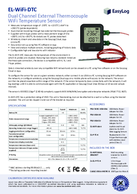 Thumbnail of document Data Sheet - EL-WiFi-DTC WiFi Dual Channel Thermocouple Data Logger